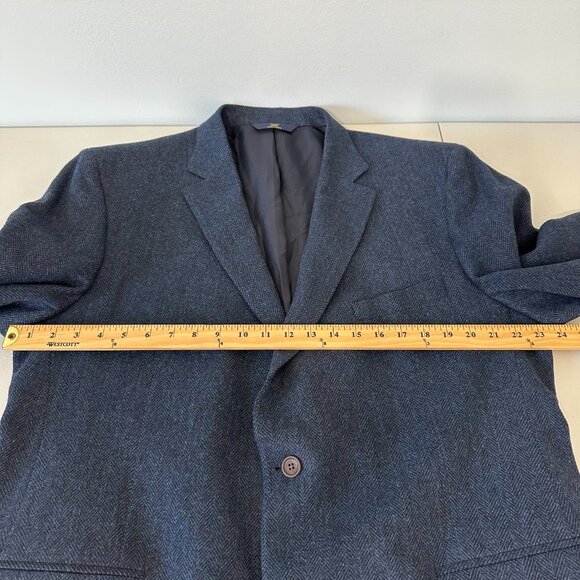 Brooks Brothers Blazer 48L Blue Herringbone 100% Wool Regent Fit Lined - Picture 8 of 12